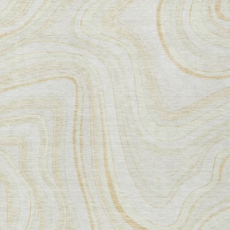 3' X 5' Ivory Beige And Tan Abstract Washable Indoor Outdoor Area Rug