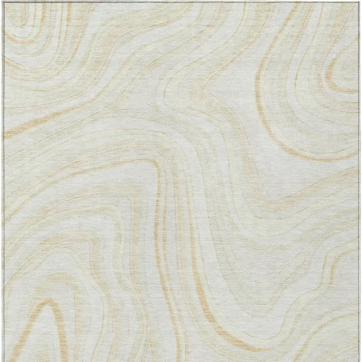 5' X 8' Ivory Beige And Tan Abstract Washable Indoor Outdoor Area Rug