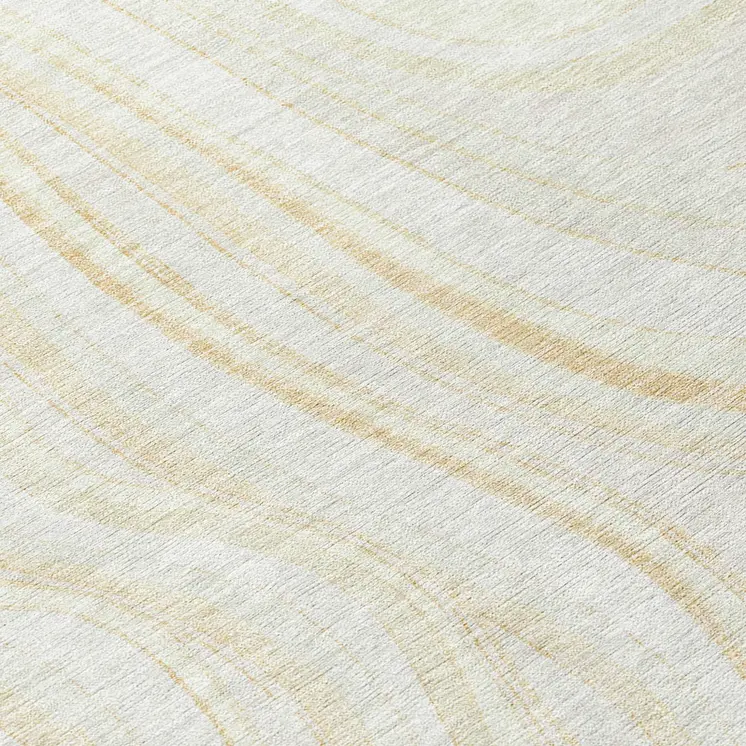 8' Ivory Beige And Tan Round Abstract Washable Indoor Outdoor Area Rug