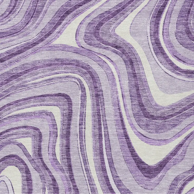 5' X 8' Lavender Purple And Ivory Abstract Washable Indoor Outdoor Area Rug