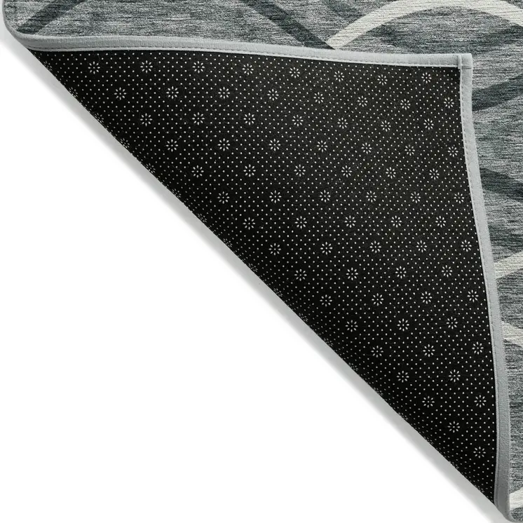 5' X 8' Gray Ivory And Charcoal Abstract Washable Indoor Outdoor Area Rug