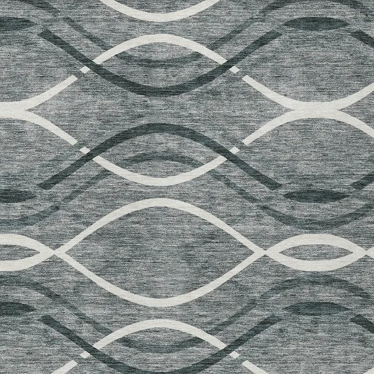 10' X 14' Gray Ivory And Charcoal Abstract Washable Indoor Outdoor Area Rug