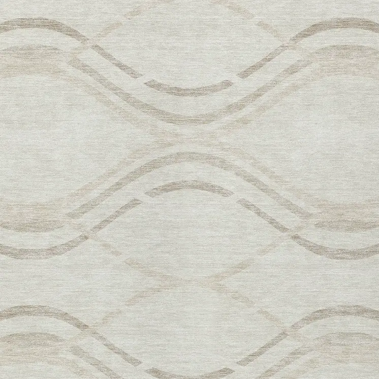 5' X 8' Ivory Beige And Taupe Abstract Washable Indoor Outdoor Area Rug