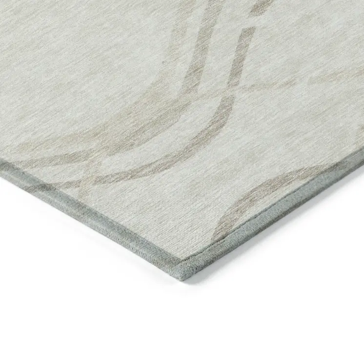 8' X 10' Ivory Beige And Taupe Abstract Washable Indoor Outdoor Area Rug