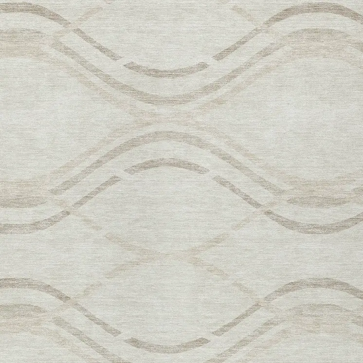 8' X 10' Ivory Beige And Taupe Abstract Washable Indoor Outdoor Area Rug