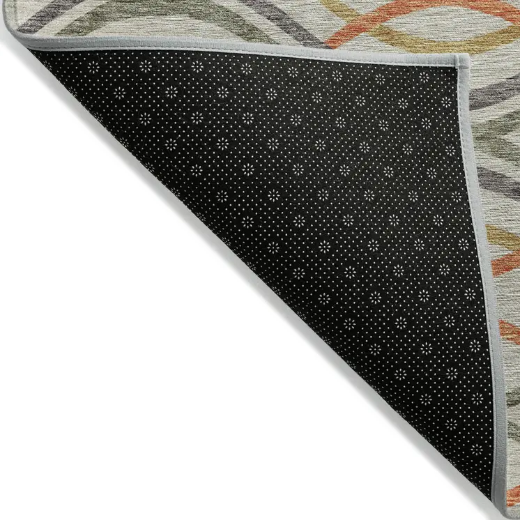5' X 8' Orange Ivory And Gray Abstract Washable Indoor Outdoor Area Rug