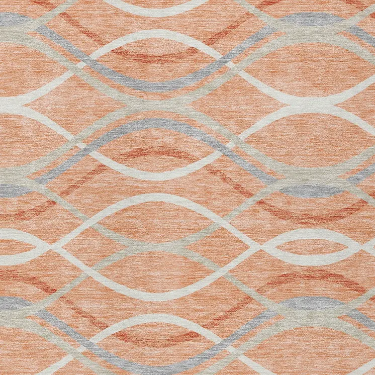 10' X 14' Peach Orange And Gray Abstract Washable Indoor Outdoor Area Rug
