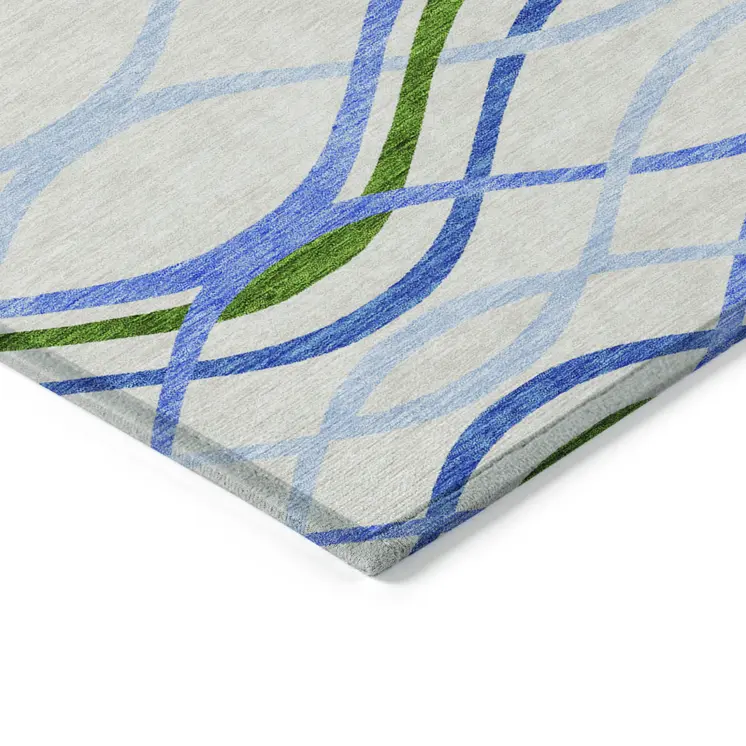 8' X 10' Sky Blue And Beige Abstract Washable Indoor Outdoor Area Rug