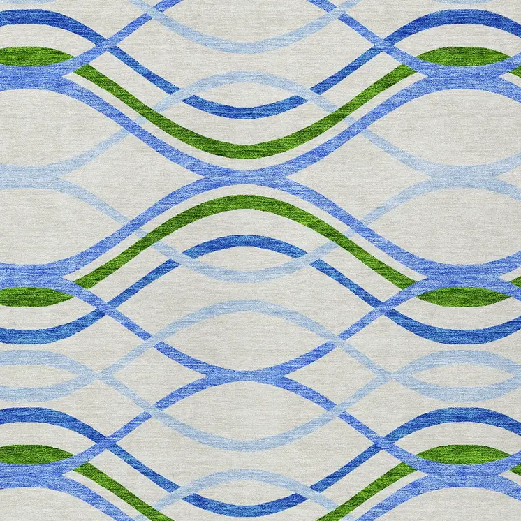 8' X 10' Sky Blue And Beige Abstract Washable Indoor Outdoor Area Rug