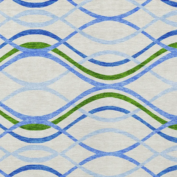 9' X 12' Sky Blue And Beige Abstract Washable Indoor Outdoor Area Rug