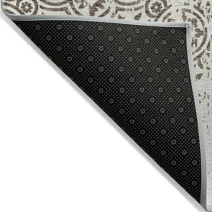 8' X 10' Chocolate And Ivory Medallion Washable Indoor Outdoor Area Rug