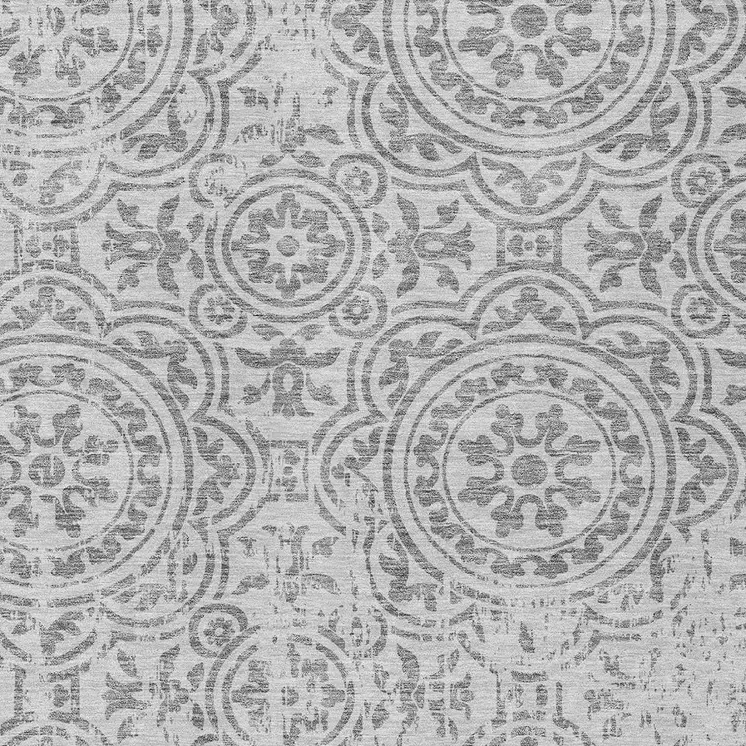 5' X 8' Silver And Gray Medallion Washable Indoor Outdoor Area Rug