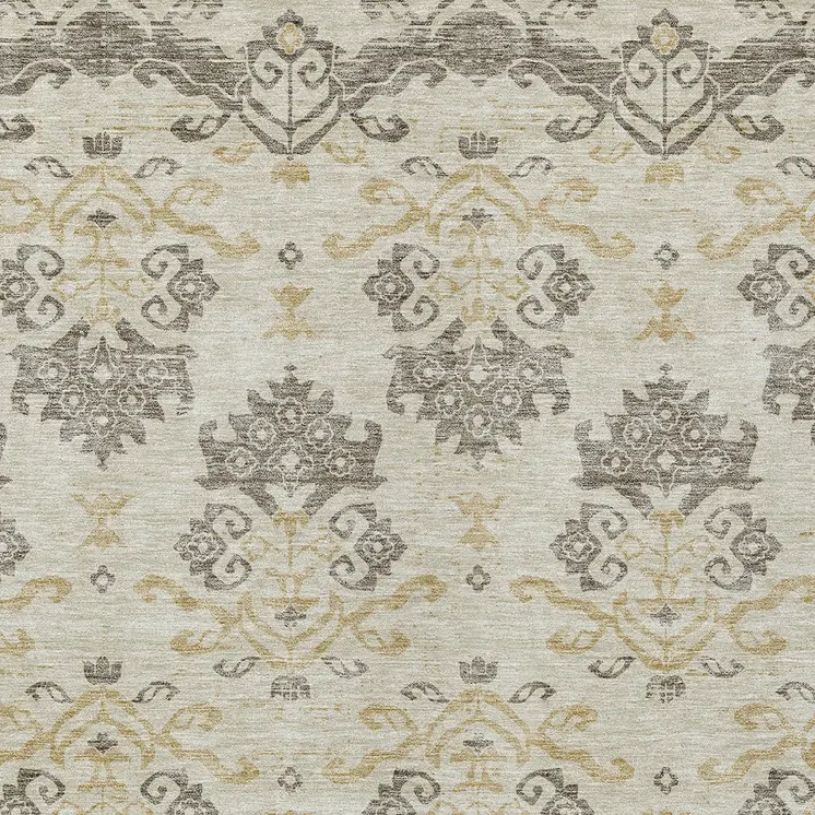 8' X 10' Beige Tan And Taupe Oriental Washable Indoor Outdoor Area Rug
