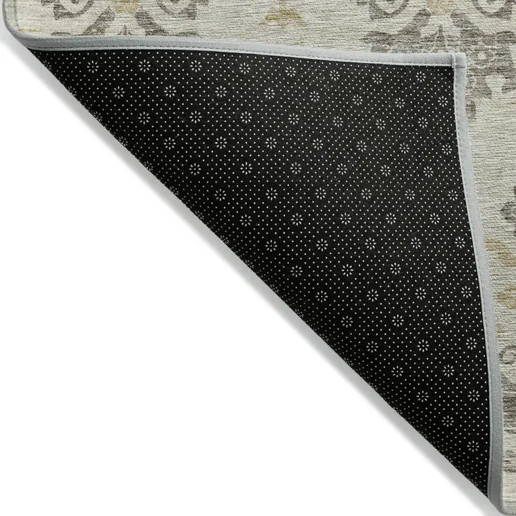 10' X 14' Beige Tan And Taupe Oriental Washable Indoor Outdoor Area Rug