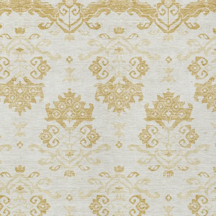 3' X 5' Gold Beige And Wheat Oriental Washable Indoor Outdoor Area Rug