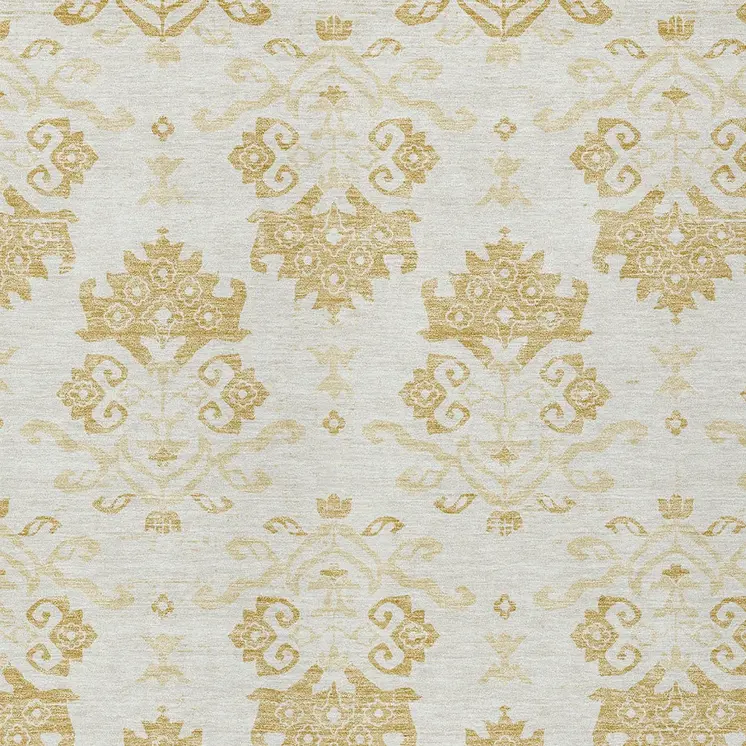 10' X 14' Gold Beige And Wheat Oriental Washable Indoor Outdoor Area Rug