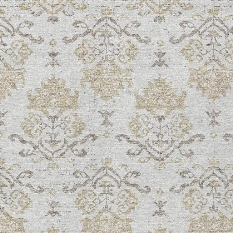 3' X 5' Ivory Beige And Taupe Oriental Washable Indoor Outdoor Area Rug