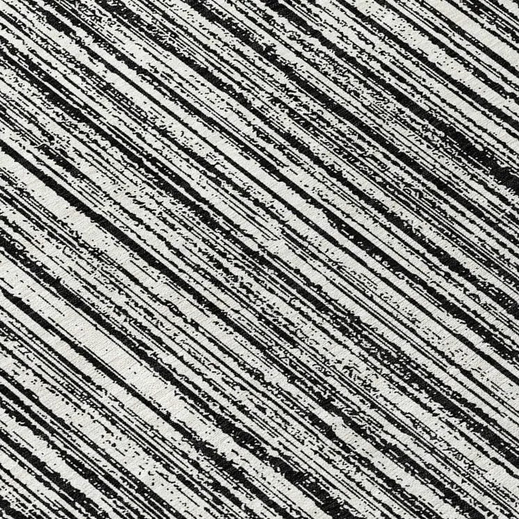 8' Black And Ivory Round Striped Washable Indoor Outdoor Area Rug