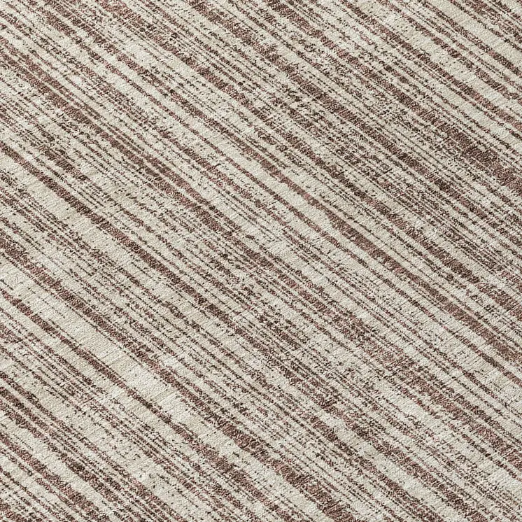 8' Brown And Ivory Round Striped Washable Indoor Outdoor Area Rug