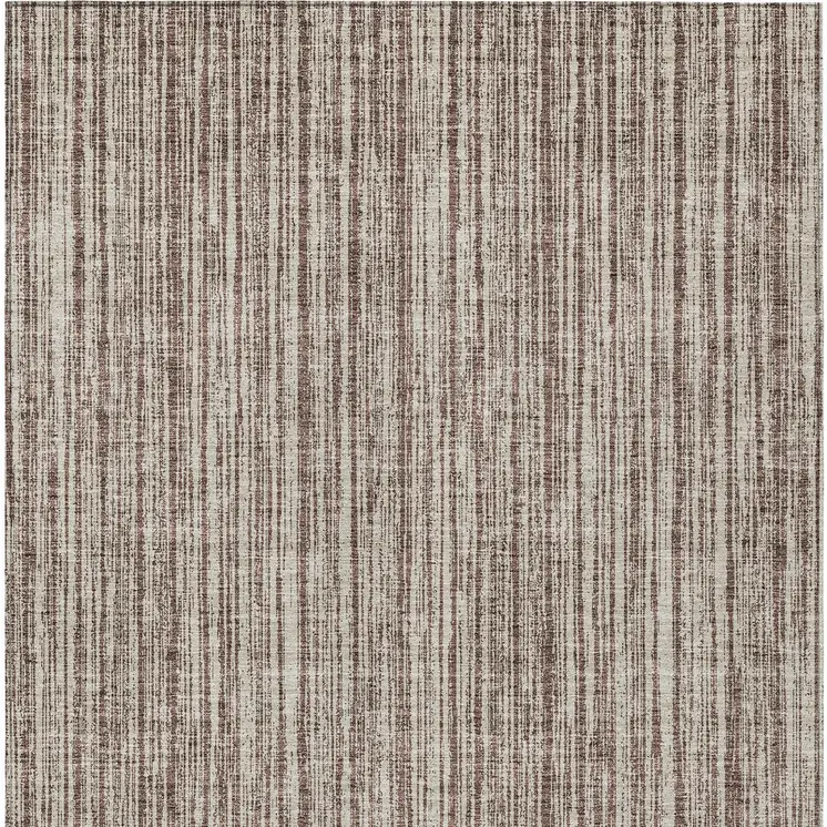 10' X 14' Brown And Ivory Striped Washable Indoor Outdoor Area Rug