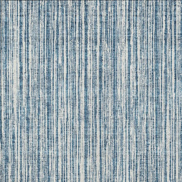 3' X 5' Blue And Ivory Striped Washable Indoor Outdoor Area Rug