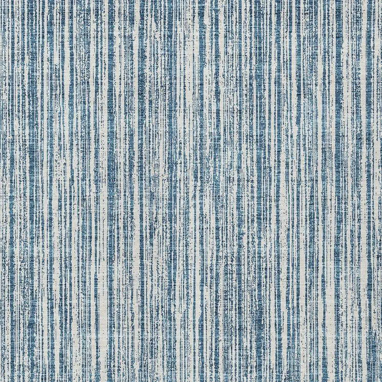 5' X 8' Blue And Ivory Striped Washable Indoor Outdoor Area Rug