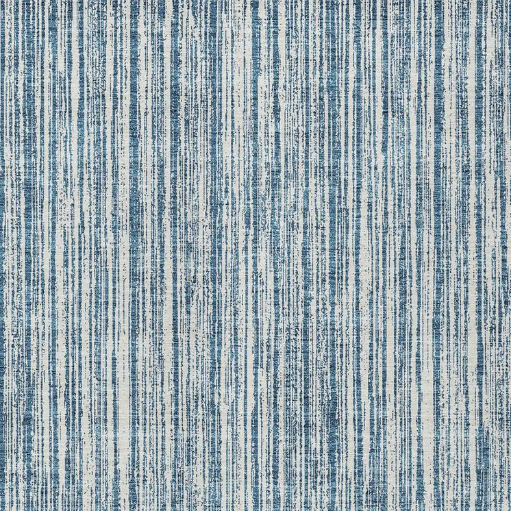 8' X 10' Blue And Ivory Striped Washable Indoor Outdoor Area Rug