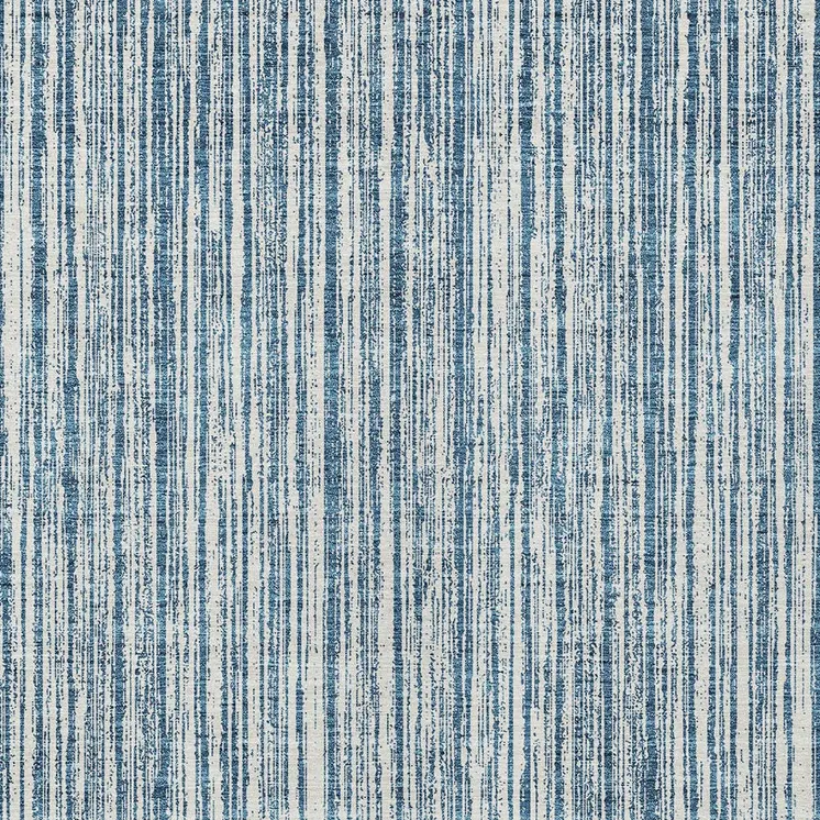 10' X 14' Blue And Ivory Striped Washable Indoor Outdoor Area Rug