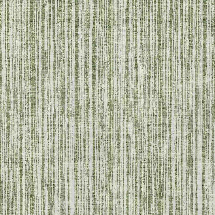 5' X 8' Green And Ivory Striped Washable Indoor Outdoor Area Rug