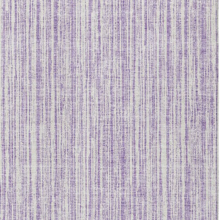 9' X 12' Lavender And Ivory Striped Washable Indoor Outdoor Area Rug