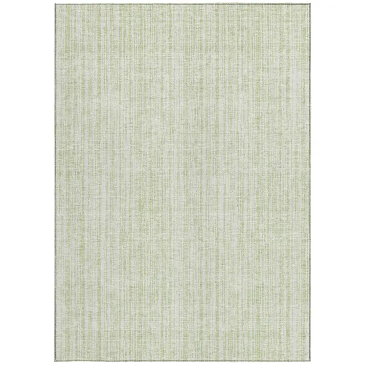 5' X 8' Mint Green And Ivory Striped Washable Indoor Outdoor Area Rug