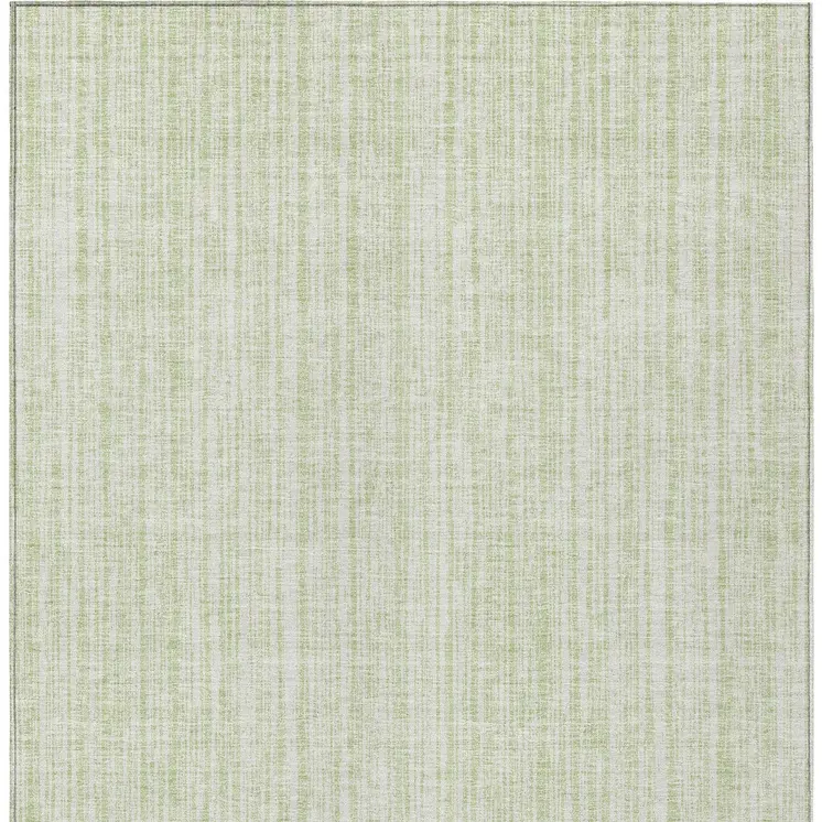 8' X 10' Mint Green And Ivory Striped Washable Indoor Outdoor Area Rug