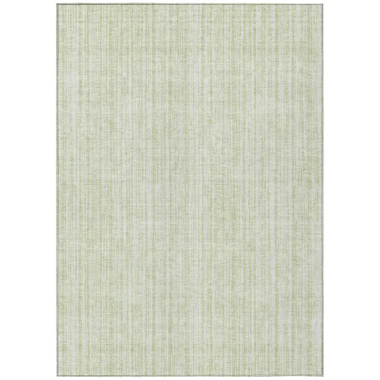 8' X 10' Mint Green And Ivory Striped Washable Indoor Outdoor Area Rug