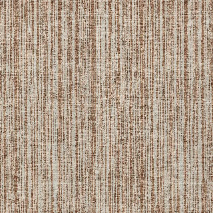 3' X 5' Orange And Beige Striped Washable Indoor Outdoor Area Rug