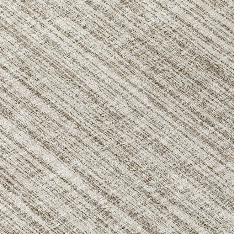 8' Taupe And Beige Round Striped Washable Indoor Outdoor Area Rug