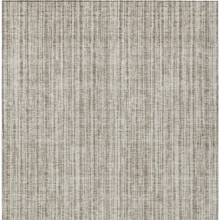 8' X 10' Taupe And Beige Striped Washable Indoor Outdoor Area Rug