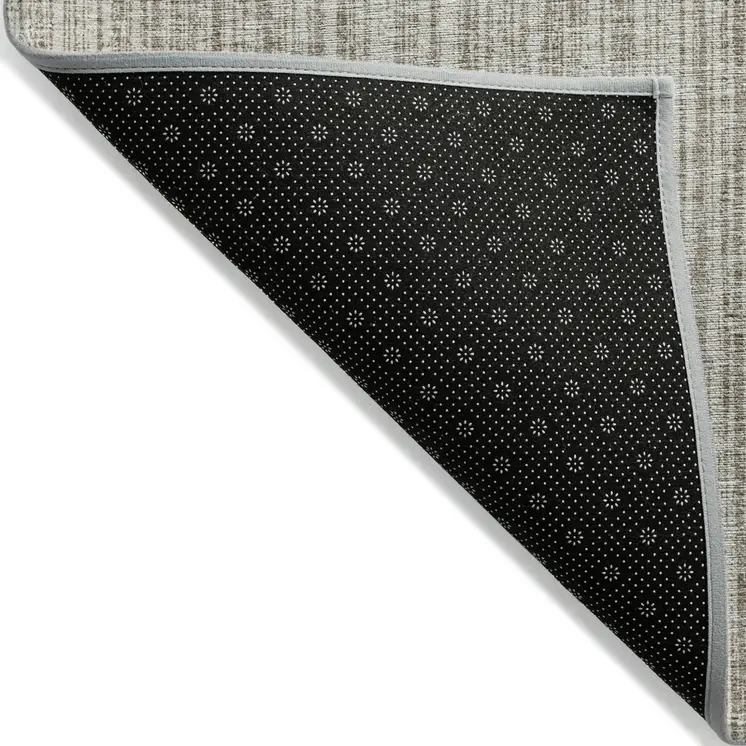 8' X 10' Taupe And Beige Striped Washable Indoor Outdoor Area Rug