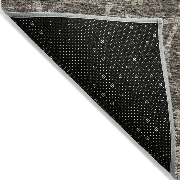 5' X 8' Brown Beige And Taupe Floral Washable Indoor Outdoor Area Rug