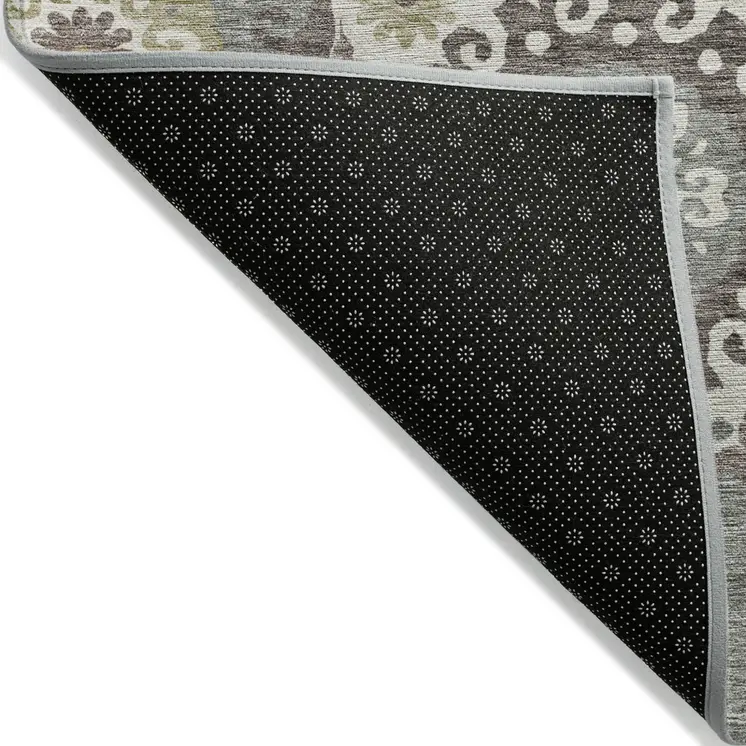 10' X 14' Beige Taupe And Brown Floral Medallion Washable Indoor Outdoor Area Rug
