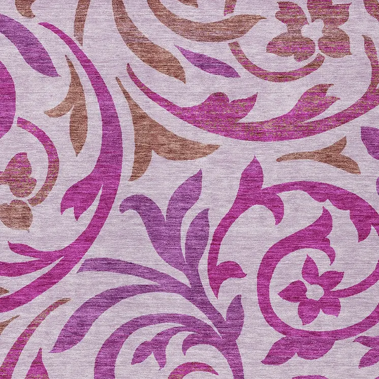 3' X 5' Lavender Blush And Purple Floral Washable Indoor Outdoor Area Rug