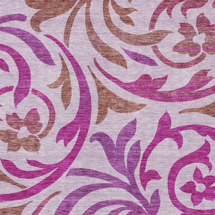 5' X 8' Lavender Blush And Purple Floral Washable Indoor Outdoor Area Rug