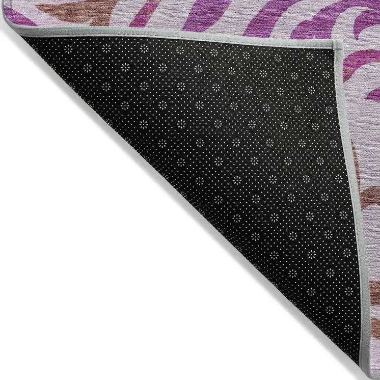 8' X 10' Lavender Blush And Purple Floral Washable Indoor Outdoor Area Rug