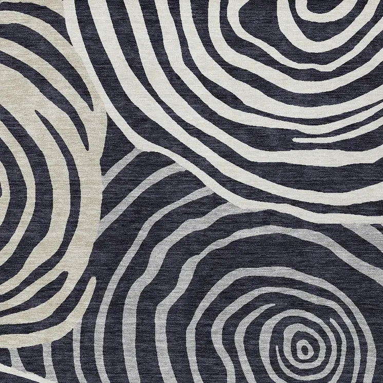 3' X 5' Black Charcoal And Gray Abstract Washable Indoor Outdoor Area Rug