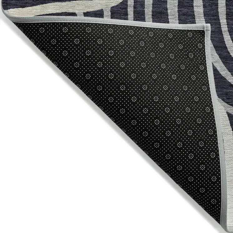 9' X 12' Black Charcoal And Gray Abstract Washable Indoor Outdoor Area Rug