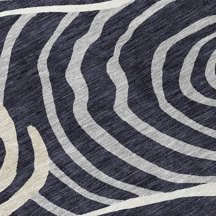 10' X 14' Black Charcoal And Gray Abstract Washable Indoor Outdoor Area Rug