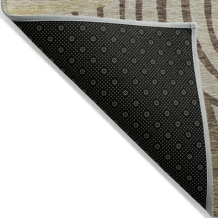 10' X 14' Brown Taupe And Beige Abstract Washable Indoor Outdoor Area Rug