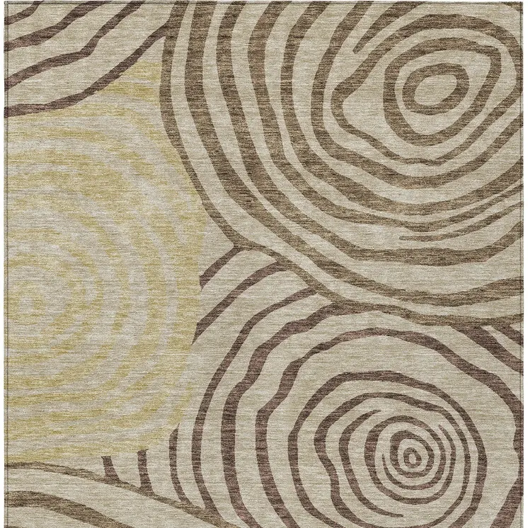 10' X 14' Brown Taupe And Beige Abstract Washable Indoor Outdoor Area Rug
