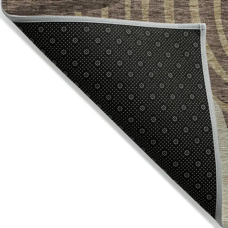 8' X 10' Brown And Taupe Abstract Washable Indoor Outdoor Area Rug