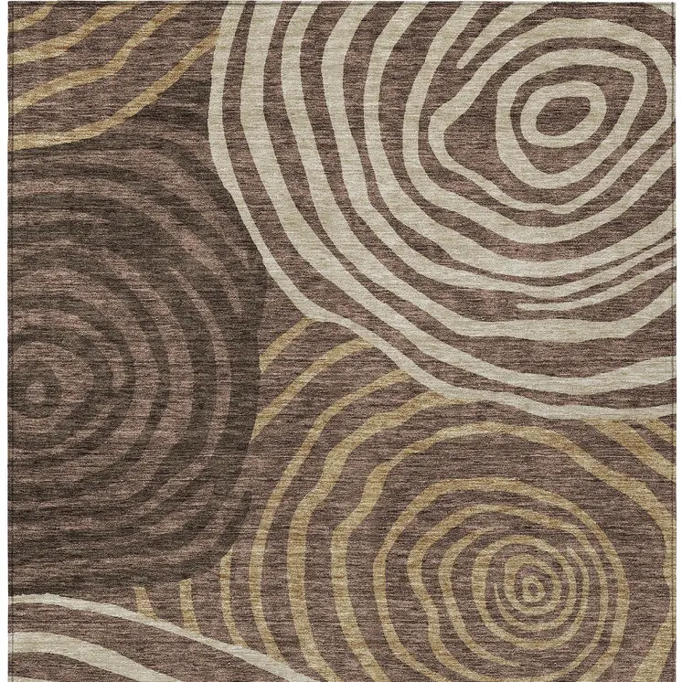 8' X 10' Brown And Taupe Abstract Washable Indoor Outdoor Area Rug