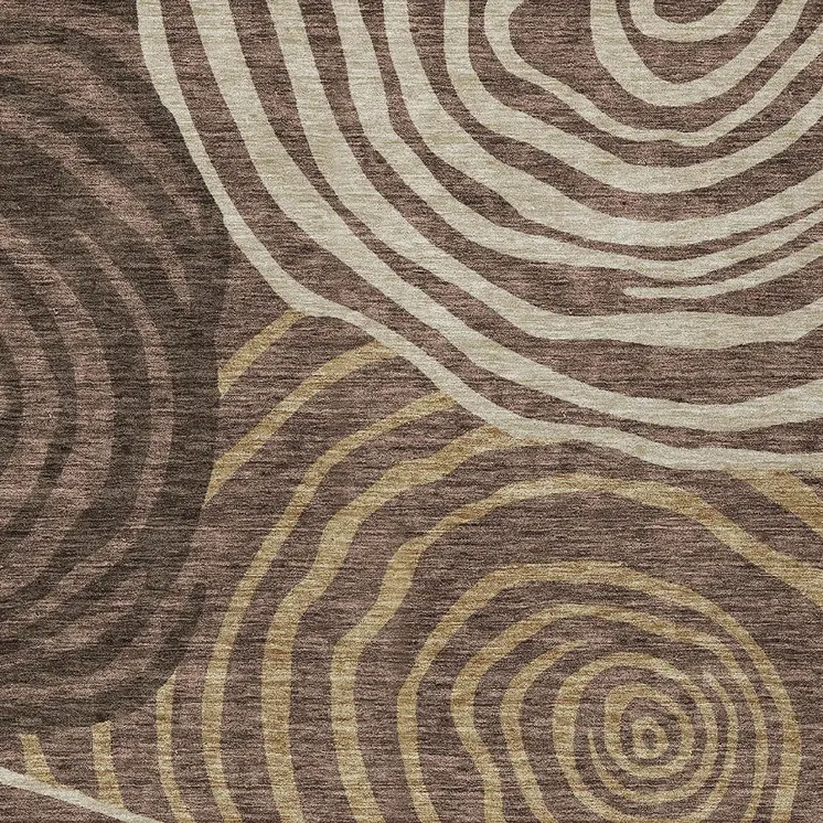 9' X 12' Brown And Taupe Abstract Washable Indoor Outdoor Area Rug